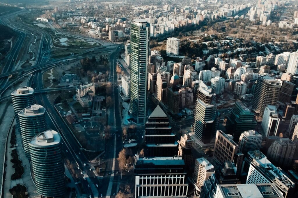 aerial photo of city buildings]