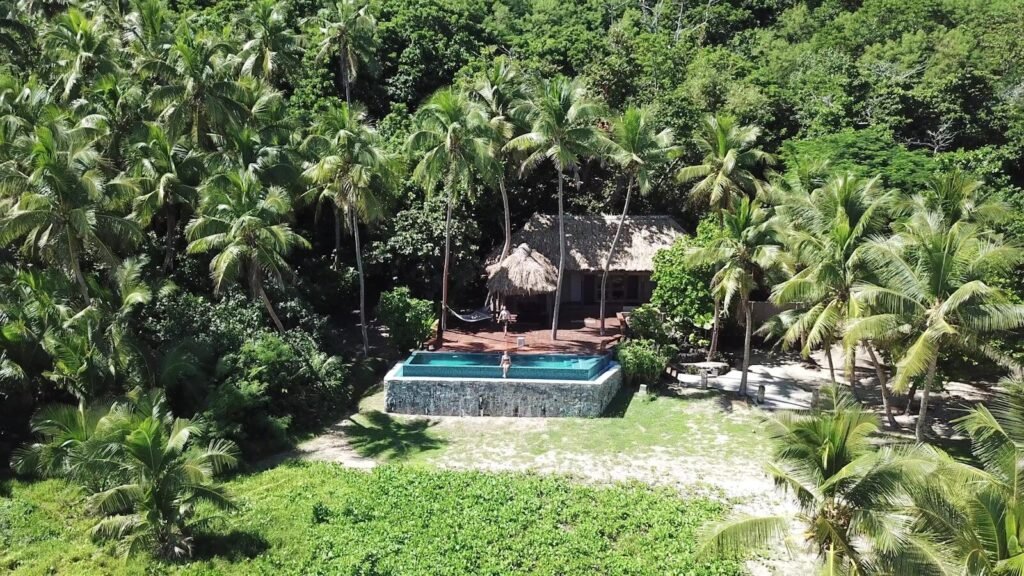 a pool in a tropical area